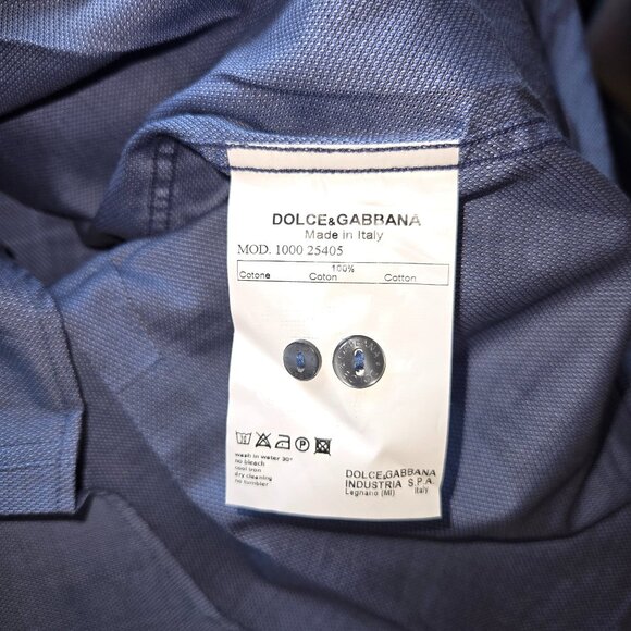 Dolce & Gabbana Gold Cotton Button-Up Dress Shirt with Logo - Picture 7 of 7